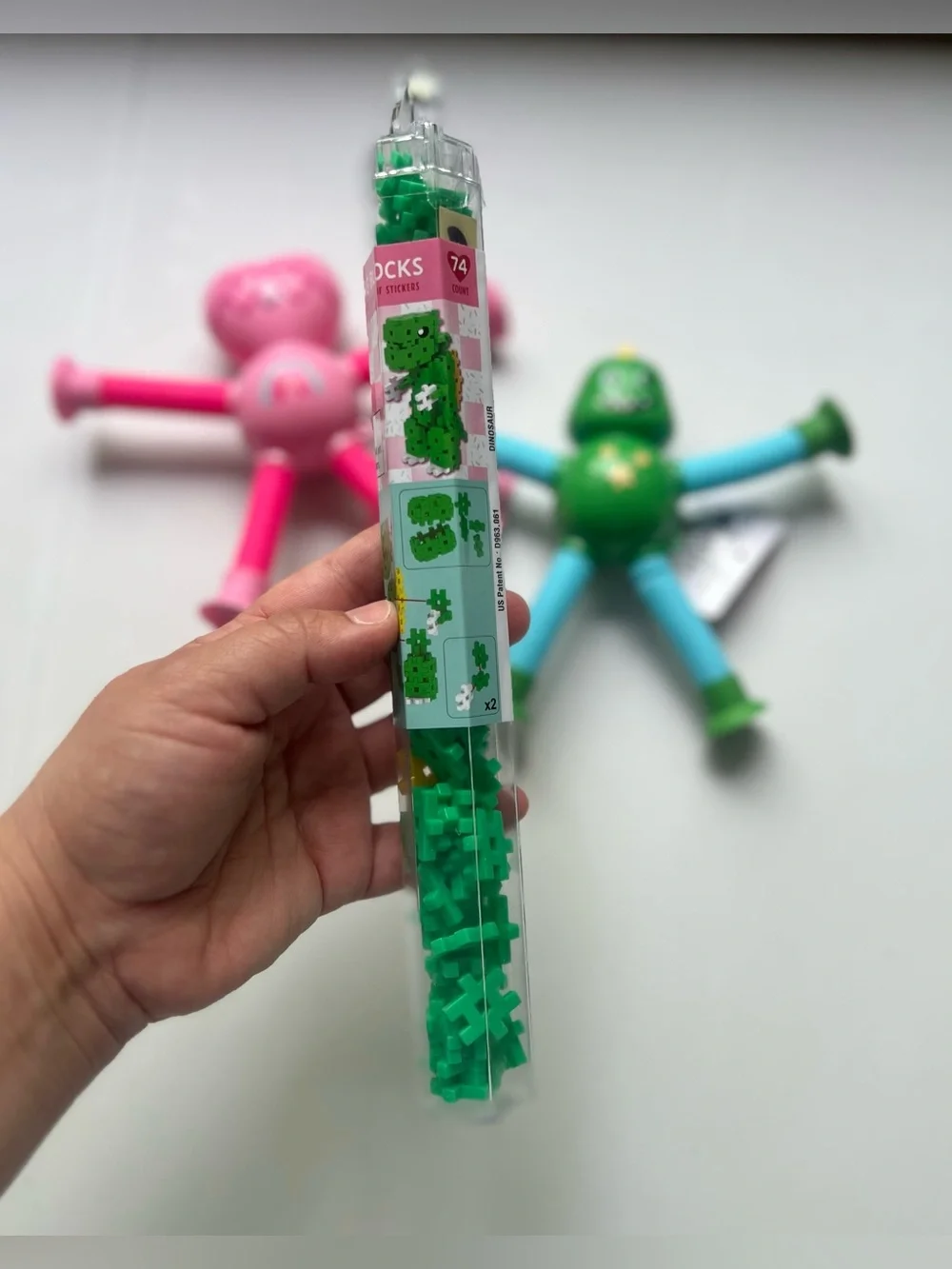 Target Pink & Green Stretch Pop Figures with Green Block Tube